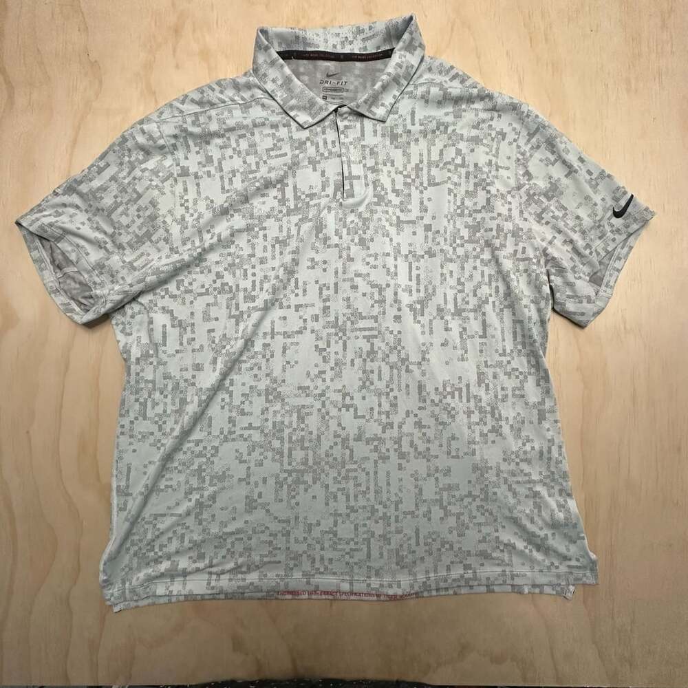 Nike Tiger Woods Dri-FIT Golf Polo Size XXL Digital Camo Gray